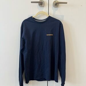 Patagonia Blue Long Sleeve Tee with Back Design (Size Small)